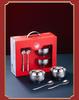 Red 304 Stainless Steel Bowl Set, Double-Layer, Anti-Scald, Heat Insulation - Available in Four or Six-Piece Sets.