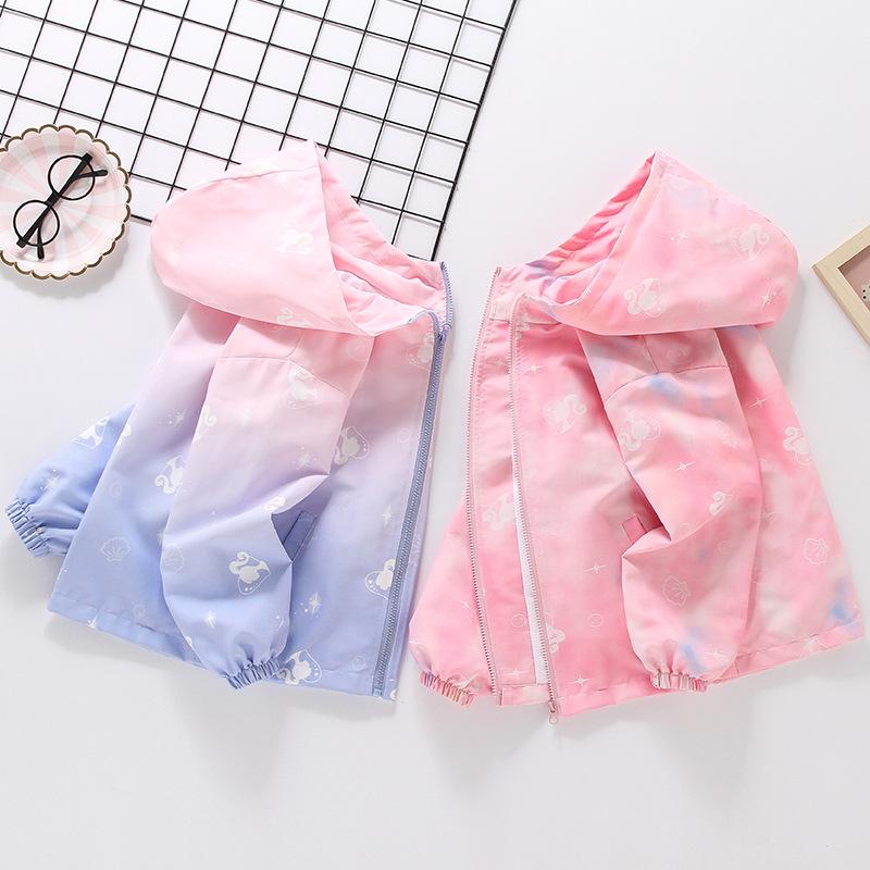 Girls Casual Gradient Storm Jacket Spring and Autumn Children Fashion Coat
