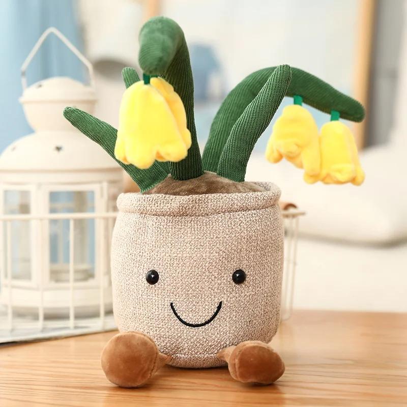 25cm Simulation Cartoon Plant Pot Series Plush Doll Succulent Tulip Lily Plush Toy Home Decor Living Room Bedroom Gift For Girls