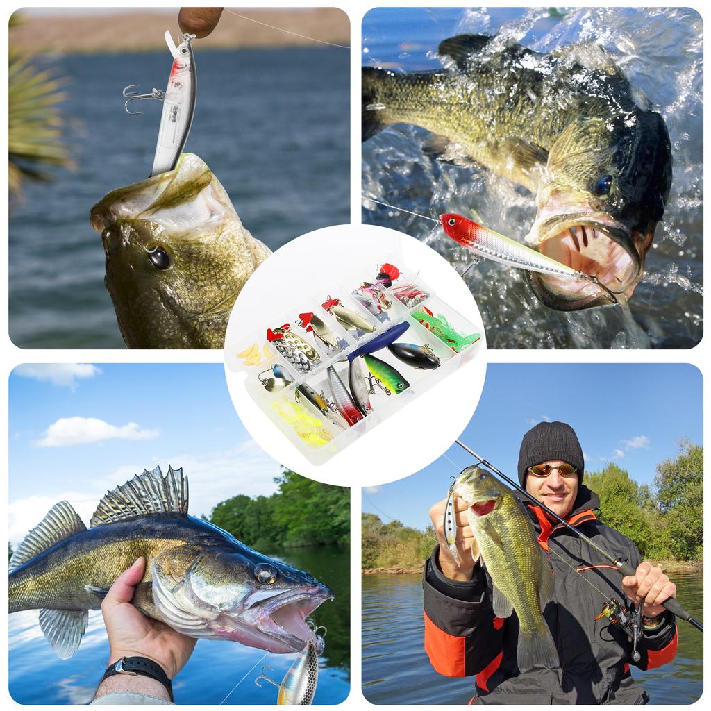 Mixed Fishing Lure Kits Lifelike Fake Fishing Bait Tackle Fast Starting Fishing Lure Sets with Storage Boxes Suitable for Ponds