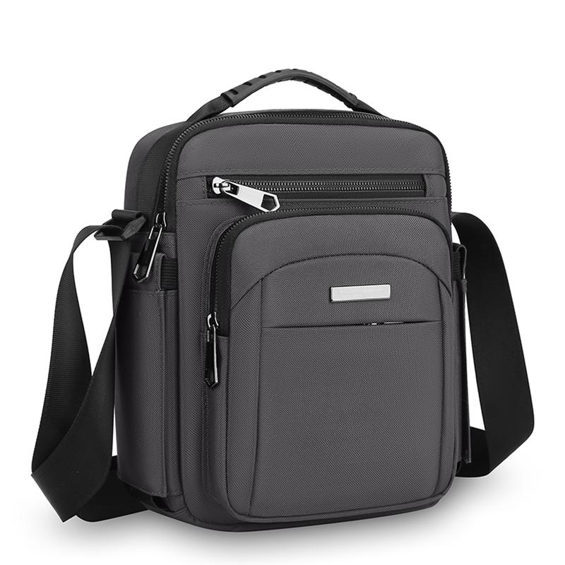 

Men Multi-layer Shoulder Bag Fashionable Casual Lightweight Nylon Crossbody Bag for Daily Outing Commuting Small Handbag сірий