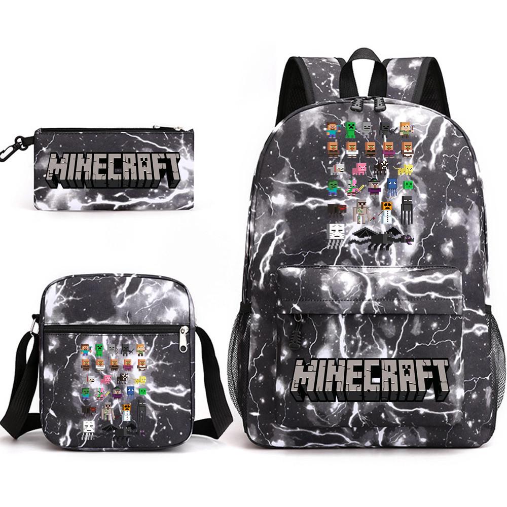 Minecraft Schooltas Game Merchandise Student Grote Capaciteit Print Drie Delige Schooltas Mannen En Vrouwen