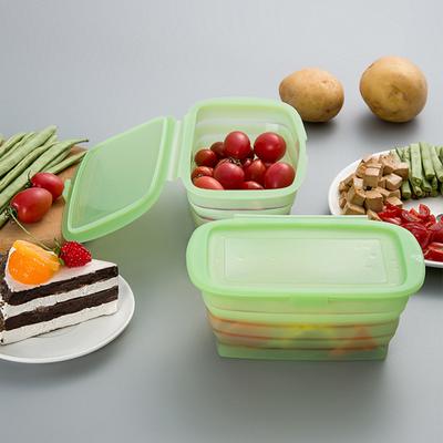 1L Food Container with Lid Good Sealing Heat-proof Cold Resistant Foldable Fruit Vegetable Food Organizer Kitchen Gadget