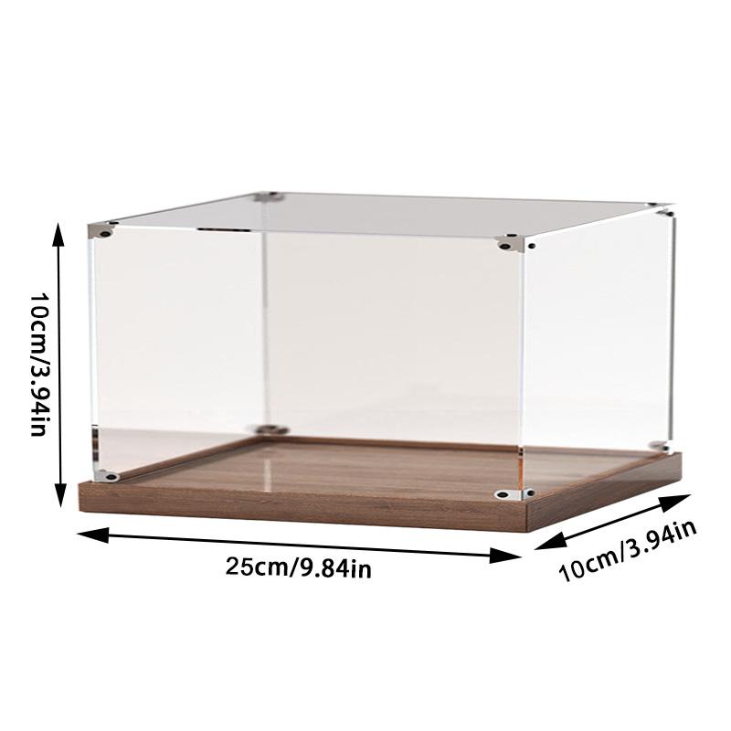 Wooden Bottom Storage Box Window Acrylic Toy Gundam Building Block Box Glue-Free Dust Cover