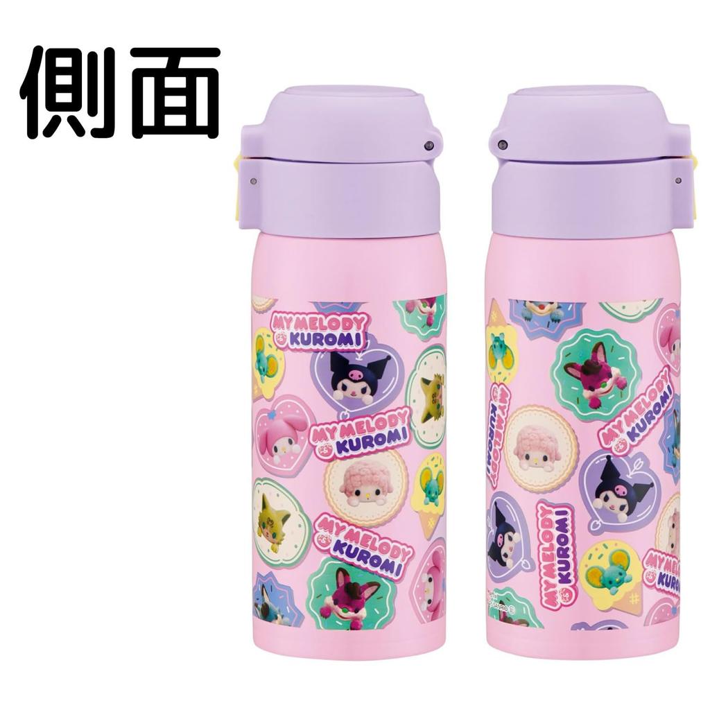 Skater Stainless Steel Mug Water Hot Sanrio My Melody Kuromi Netflix One-Touch Bottle, 350ml, Insulated, & Cold, & Pattern, Girls' STOT3-A