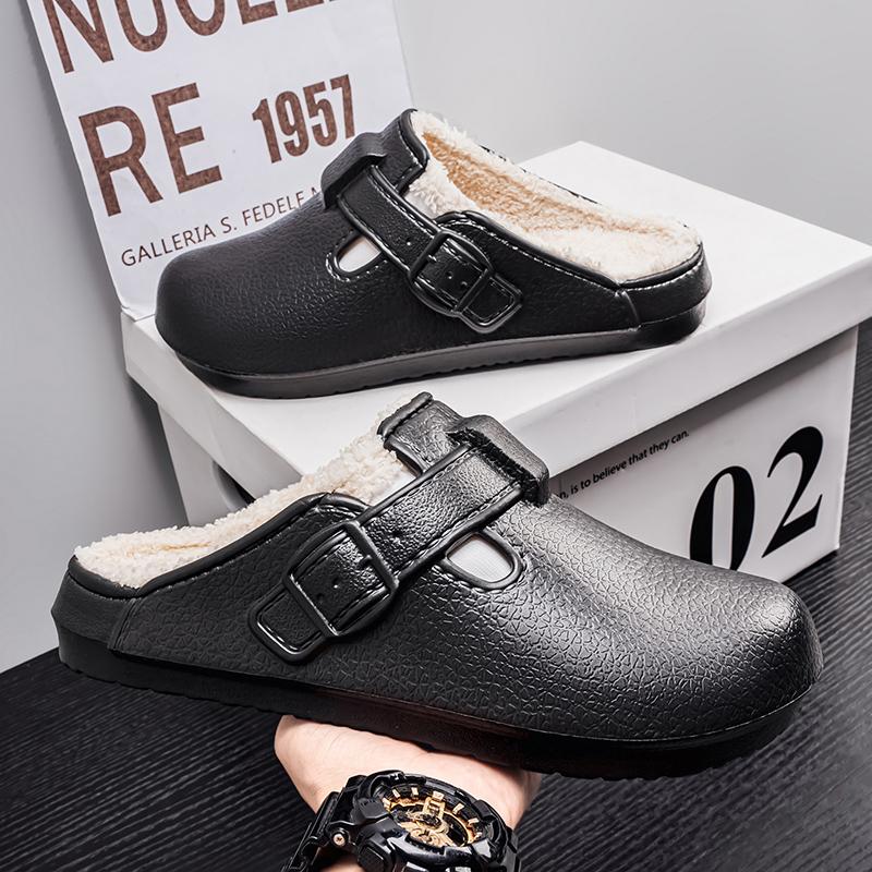 Womens Men Clogs Winter Mules Slip On Nurse Shoes Work Garden Slippers With Cotton Lined Outdoor And Indoor Soft Cotton Shoes