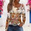 Women Plus Size Asymmetric Cutout Neck Cold Shoulder Long Sleeve Halloween Ghost Pumpkin Printed White Top