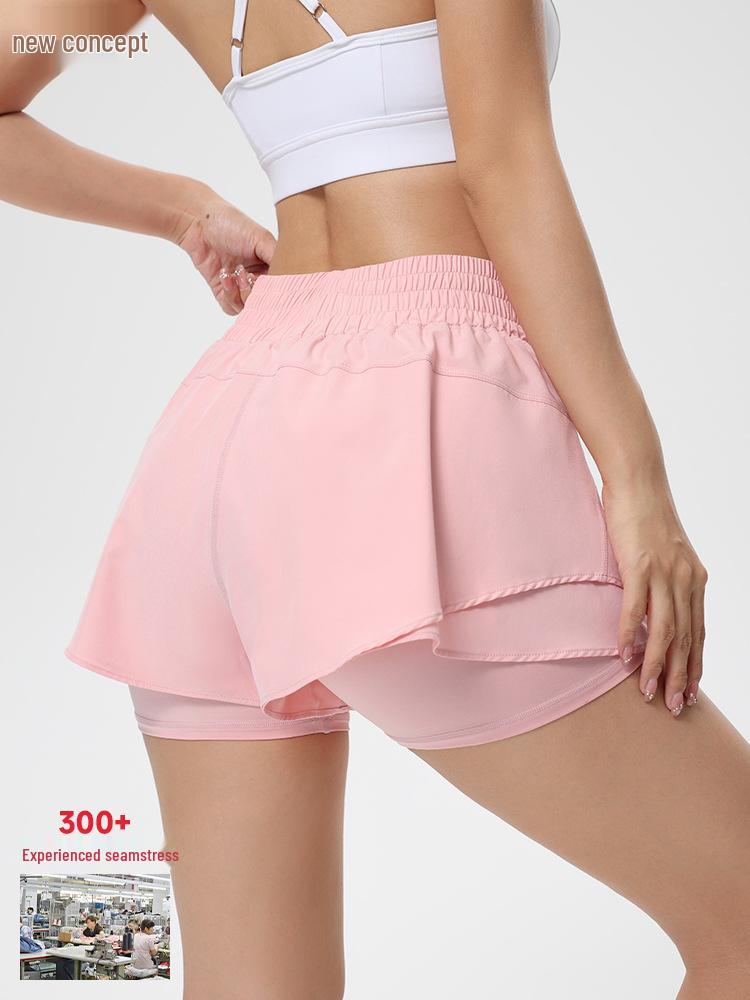 Women's Quick-Dry High-Waist Running Shorts and Yoga Pants Combo
