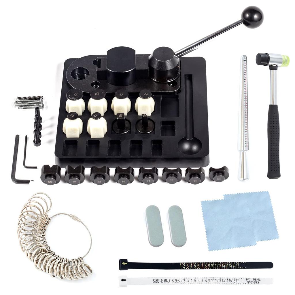 Ring Bender Ring Bending Tool for Jewelry Making Ring Maker Bender Tool with UZ A-Z Ring Sizer Measuring Tool Set Rubber Hammer