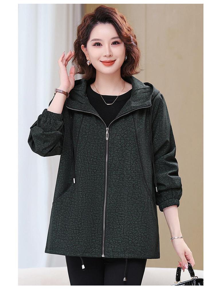 2025 New Plus Size Women's Trench Coat for Middle-aged and Elderly Moms - Spring/Autumn Wear