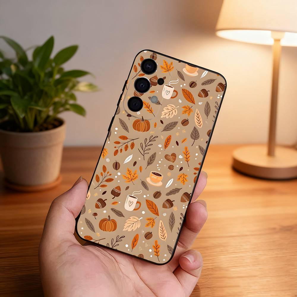 

Autumn leaves pumpkin Phone Case For Samsung S25,S24,S21,S22,S23,S30,Ultra,S20,Plus,Fe,Lite,5G Black Cover Samsung S23plus5G