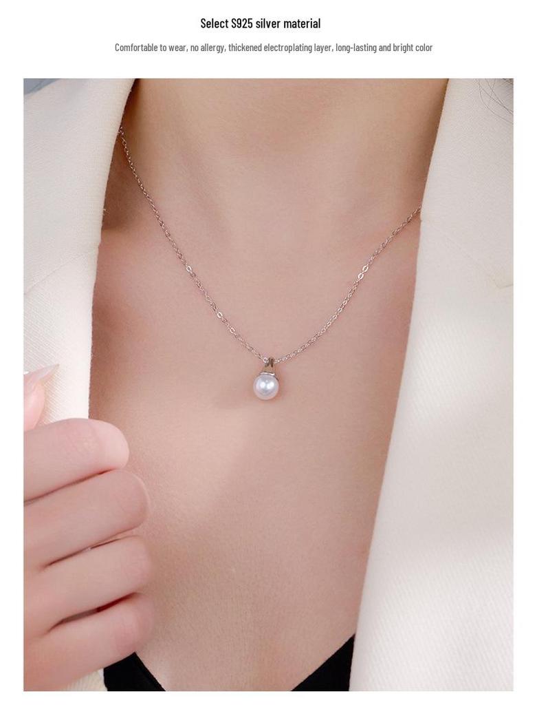 Banyan Tree Silver Water Drop Necklace with Black Agate & Pearl Pendant