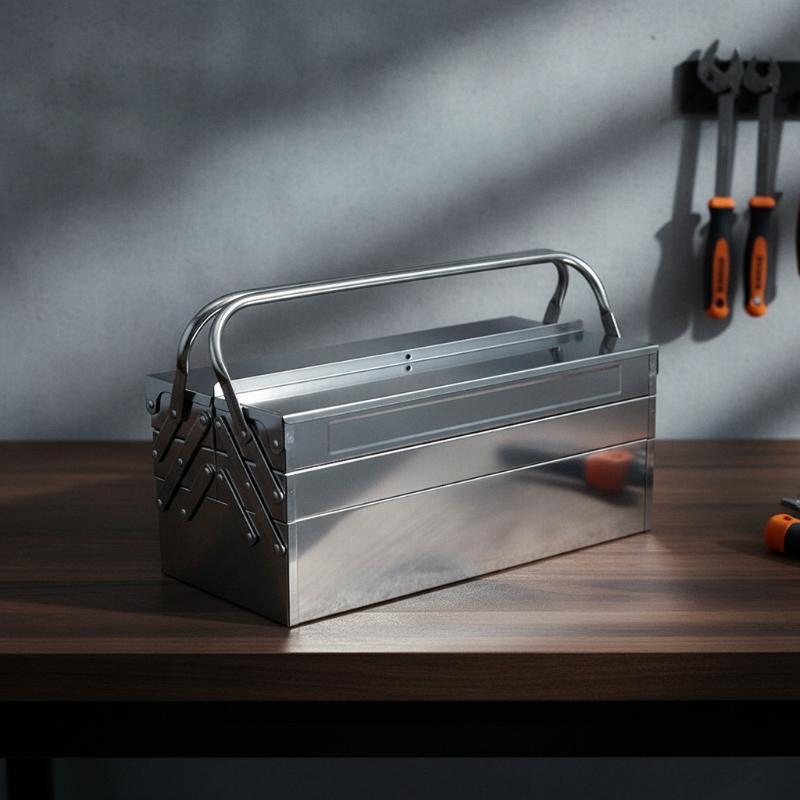 Stainless Steel Foldable Tool Box Multi Layer Portable Hardware Storage Case For Auto Repair Household Tool Organizing Work Use