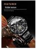 BINBOND Men's Luminous Trendy Tourbillon Watch with Steel Band, Three Dials & Six Hands 