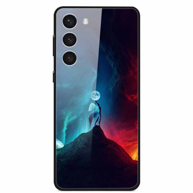 Tempered Glass Case For Samsung S23 Plus 5G Cover Galaxy S 23 Space Hard Back Coque For Samsung S23 Ultra S23+ Bumpers Funda Cat