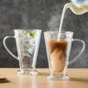 Double Wall Glass Coffee Mugs 13oz/400ml, Clear Glass with Handle,lnsulated, Cappuccino,Tea, LatteCups