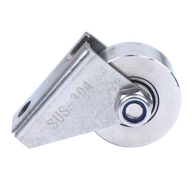 Detachable 304 Stainless Steel Bevel Pulley V-Groove Track Fixed Pulley Anti Corrosion for Coastal Area Sliding Gate Hardware