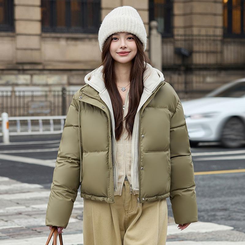 Cotton clothes women's new winter thickened bread clothes contrasting colors hooded cotton-padded clothes student jackets trendy