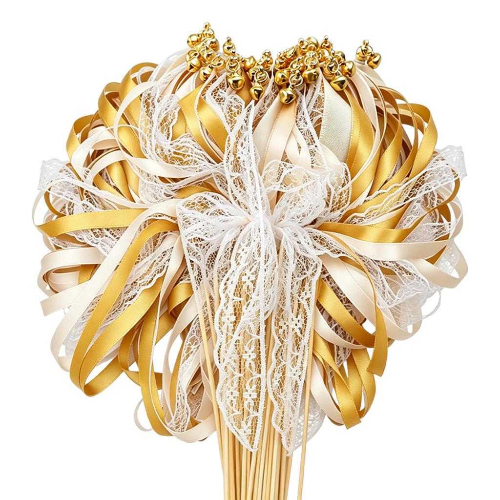 30pcs Wedding Sparklers for Send Off with Gold Bells and Lace Silk Party Event Holiday Celebration Gift