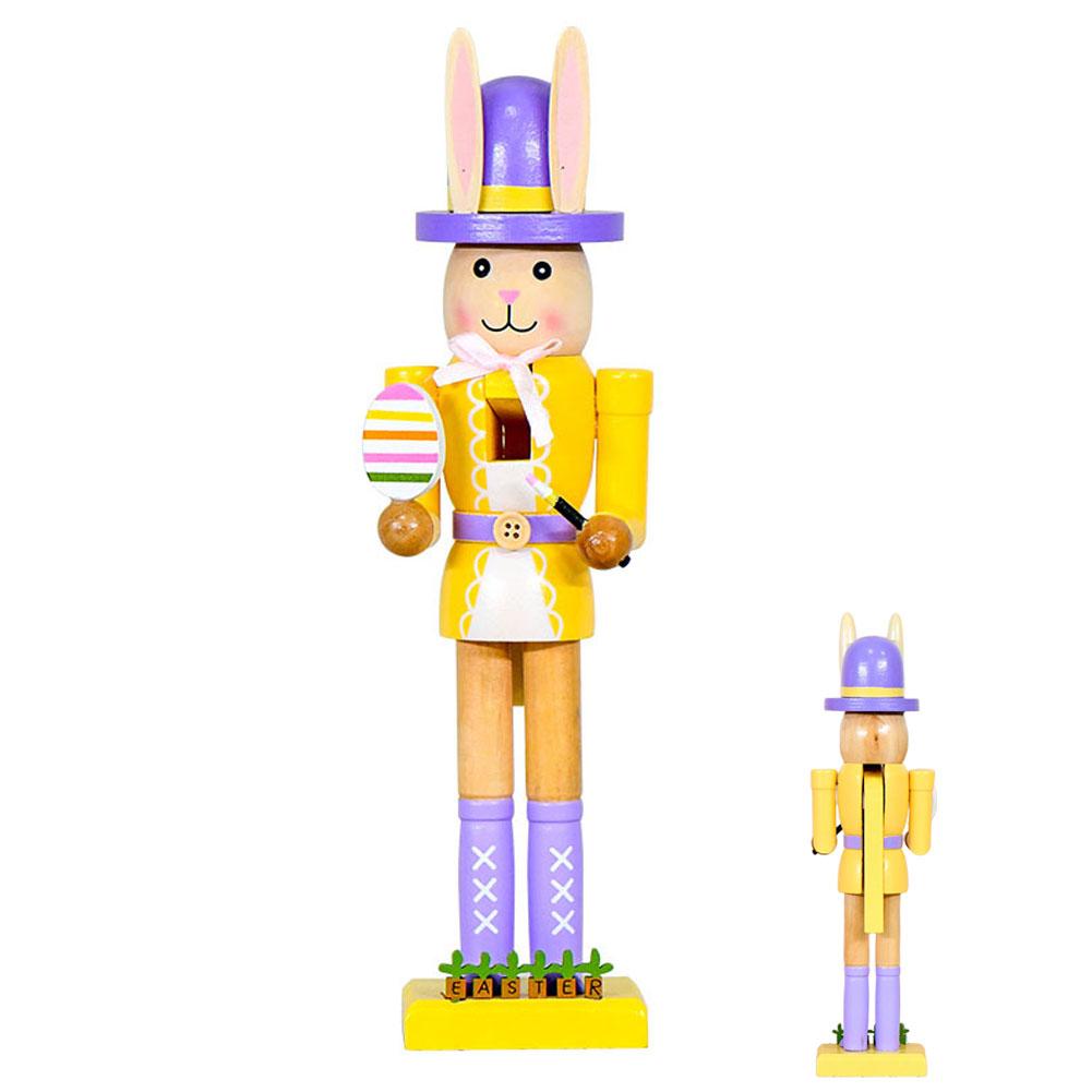 

30CM Wooden Easter Rabbit Nutcracker Decor Handcrafted Holiday Figurine Design Bunny Ornament For Window Sill Festive Gift