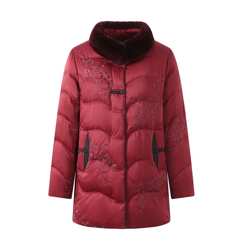 Plus-Size Mid-Length Winter Down Jacket for Elderly Women