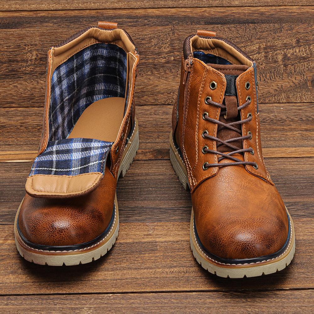 Men's Boots Male Men Fur Winter Spring Autumn Ankle Boots Leather Mens Shoes Man Boots for Men