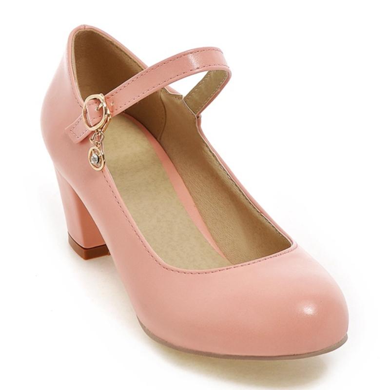 

Женские туфли Мэри Джейн на среднем каблуке 2025 Мода Розовые Черные Белые Зеленые Фиолетовые Туфли на каблуке для вечеринки Свадебные туфли Женские туфли-лодочки для платья 39 розовый