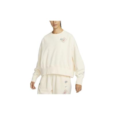X Naomi Osaka Embroidered Logo Crew Neck Fleece Sweatshirt Women Tops Pale-Ivory FD5505-110