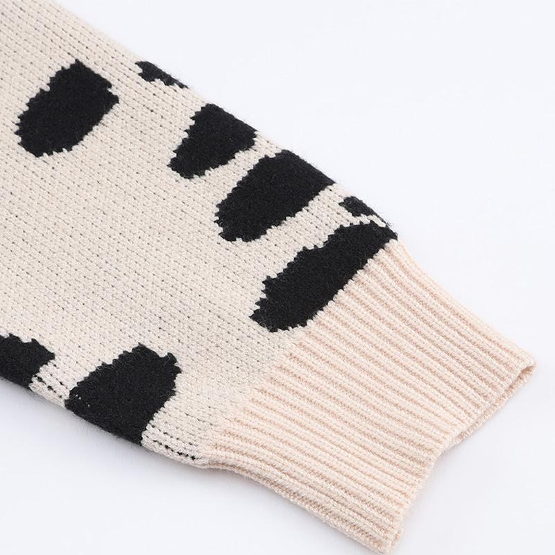 Strickjacke mit Leopardenmuster, lässiges mittellanges Langarm-Top für Damen