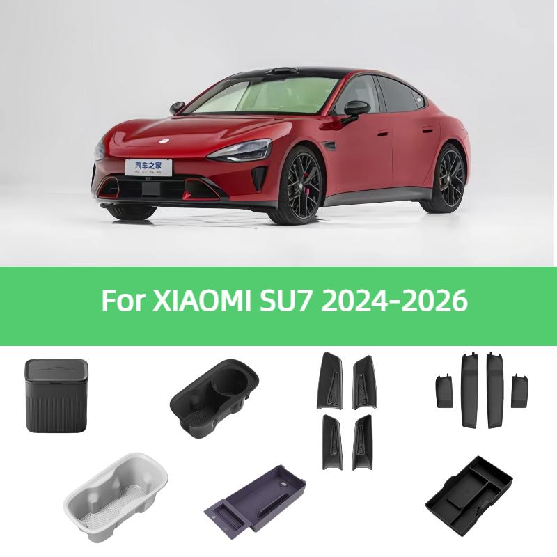 Car Armrest Box Storage Door Organizer Barrel For XIAOMI SU7 2024-Present GPS Under Central Control Tray Water Cup Holder