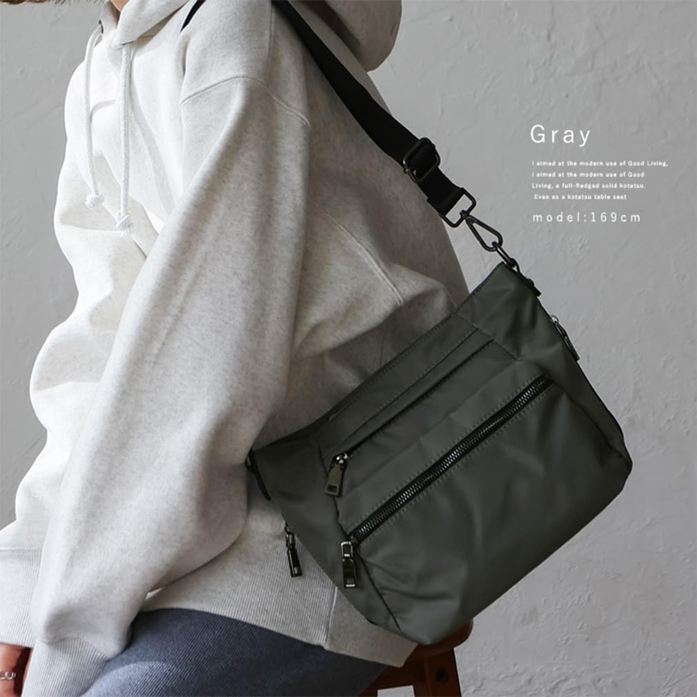 VITAFELICE Nylon Shoulder Bag for 10-Pocket Women, nsb-30012z (Gray)