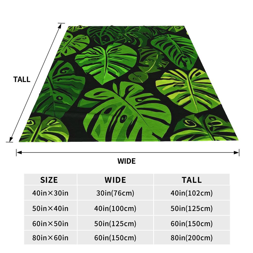 Tropisch Eiland Tiki Stijl Levendig Groene Palmbladeren Deken Lichtgewicht Fleece Bank Plaid voor Huis Slaapkamer Kantoor