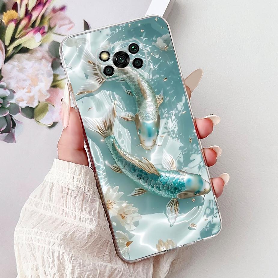 For Xiaomi Poco X3 Pro Case Cute Cat Lucky Koi Painted Cover Soft Slim Phone Case For Xiaomi Poco X3 NFC PocoX3 Pro Fundas Coque