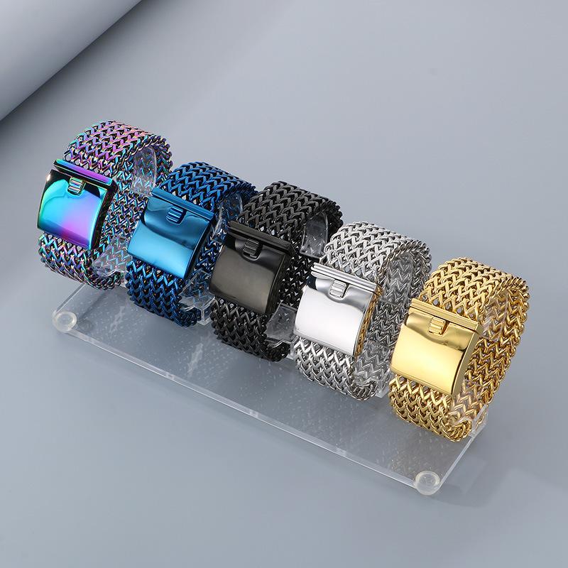 12/18/30mm Heavy Punk Black Stainless Steel Bike Biker Bracelet Men Women Cool Hiphop Dubai Gold Color Mesh Chain Bangle Jewelry