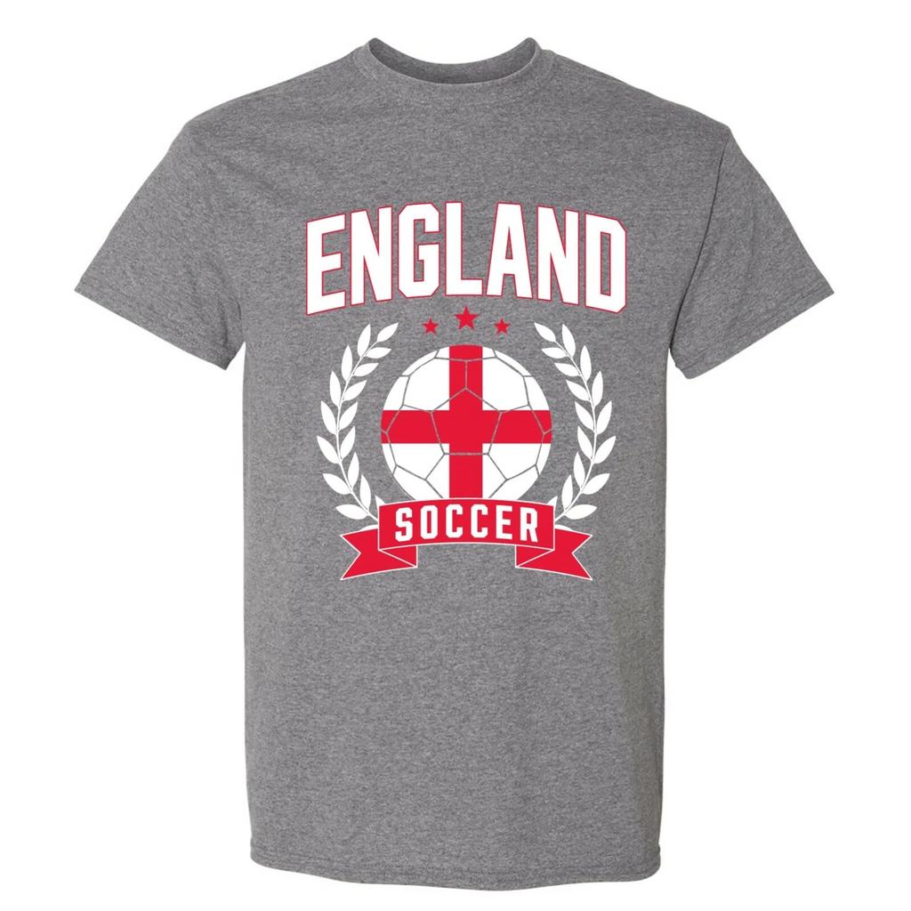 England Soccer Laurel - World Football Cup T Shirt - Graphite Heather