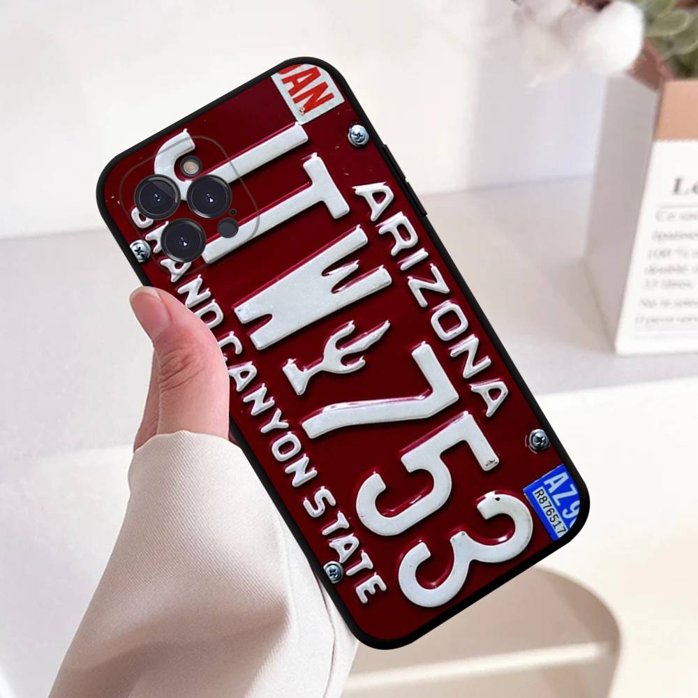 

Retro Vintage License Plate Anime Black Soft Silicone Phone Case For Iphone17 Air 16 15 14 13 12 11 Mini Pro Max Plus iPhone 12