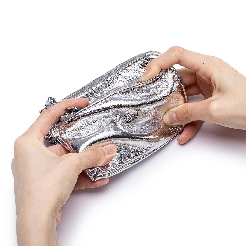 New burst pattern multi-functional change bag women's simple clutch bag mini wrist small bag textured storage bag