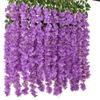 Artificial Wisteria Flower Garland: Violet Hanging Silk Vine for Weddings and Ceiling Decor