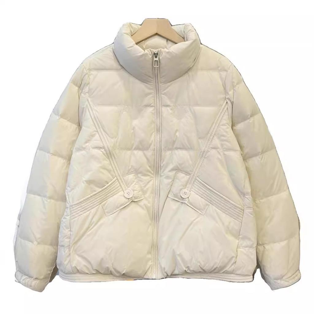 Light Down Jacket Women's New Short Fashion Foreign Loose Stand-up Collar White Duck Down Warm Winter Coat