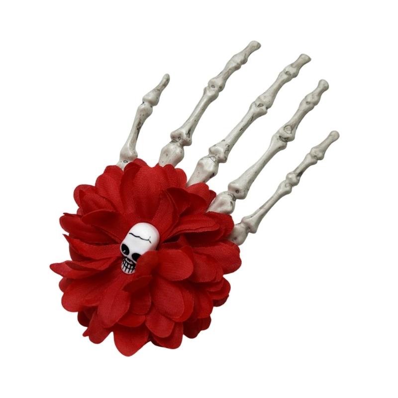 Хэллоуин Скелетные Руки Костяные Заколки Готические Когти Дьявола Аллигаторы Заколки для Женщин Девушек Аксессуары для Волос Подарок красный