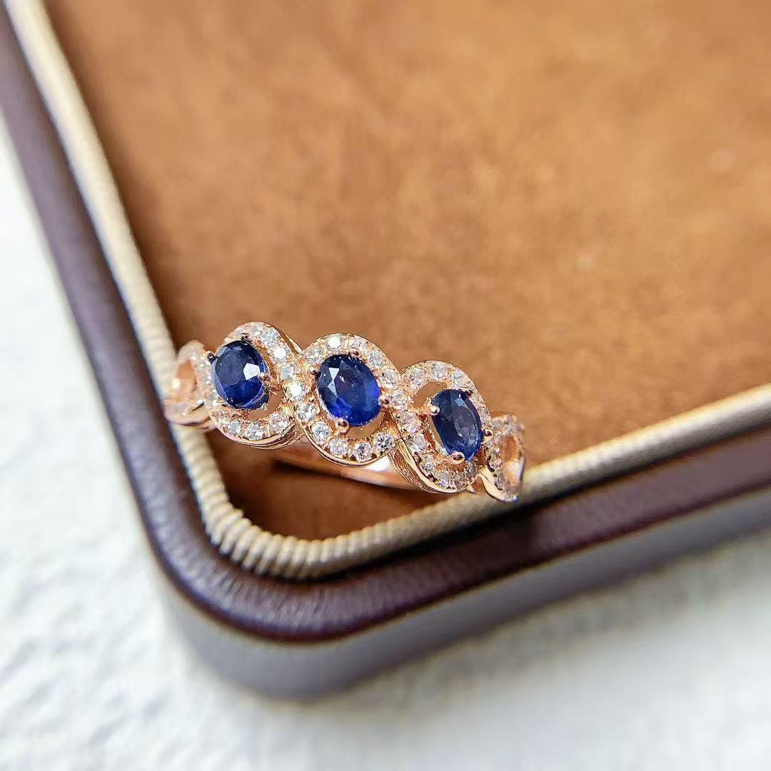 

Ювелирные изделия из драгоценных камней: Кольцо-дорожка из стерлингового серебра 925 пробы с паве из натуральных сапфиров