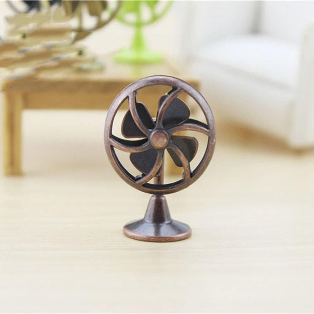 1:12 Scale Dollhouse Electric Fan Retro Mini Fan Model Miniature Doll Fan Furniture  DIY Toy
