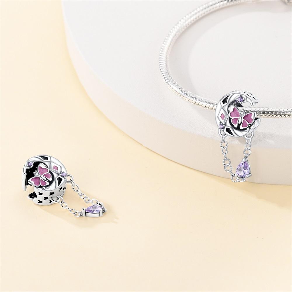 Authentic copper Charm Bead Charms Luxury Purple Butterfly Bead Charms Compatible With Bracelets Diy Women Making Delicate Gift