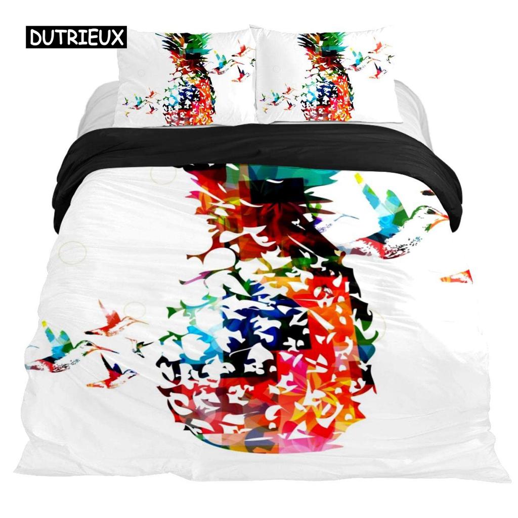 Hummingbirds Bedspread Cover Kit Tropical Flowers Nature Blooms Bed Cover Kit Tropical Birds Theme Queen Dimension Size 2/3 Pcs Comforter Cover