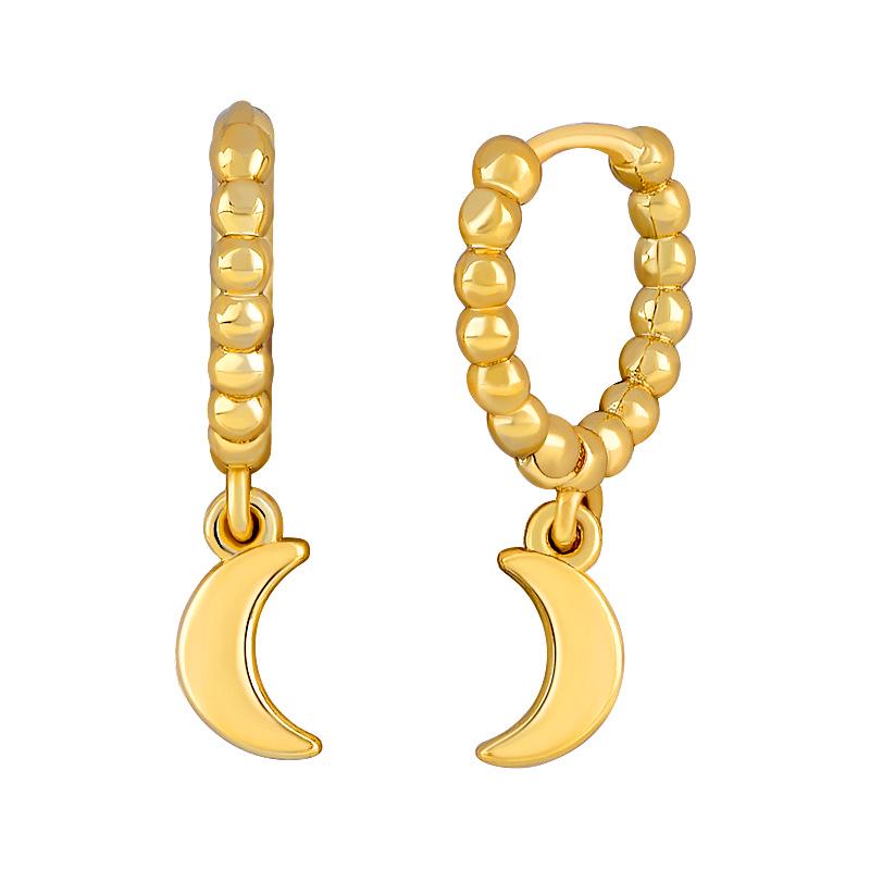 S925 Silver Needle Geometric Star, Moon, Lightning, and Sunflower Trendy Earrings