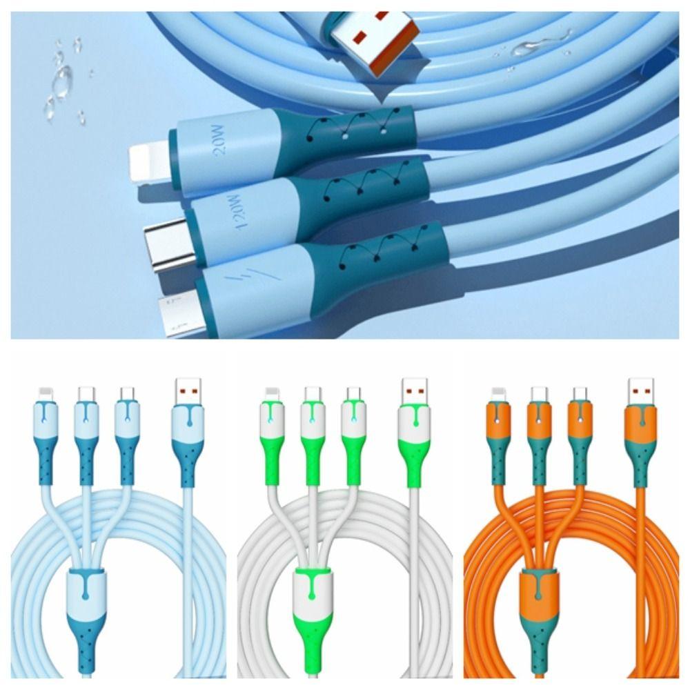 

LED 3-In-1 Charging Cable Silicone Type C Micro USB Charge Cord Mobile Phone Accessories