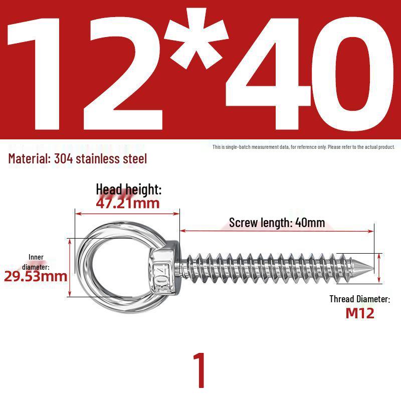 304 Stainless Steel Self-Tapping Eye Bolt with Ring Screw Hook