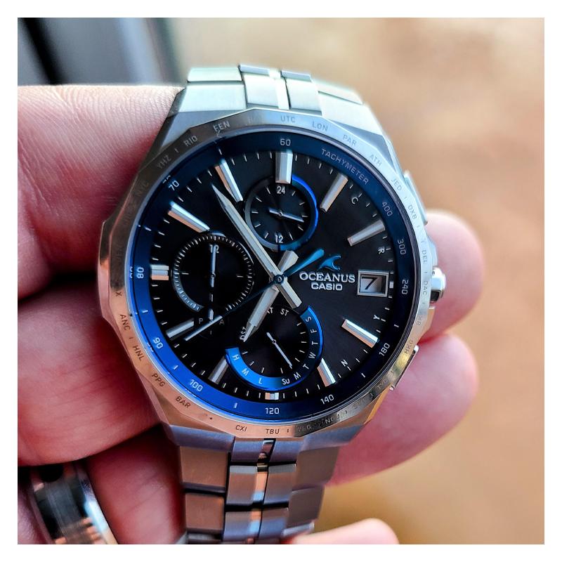 Casio OCEANUS Series-Poseidon 5000 Business High-end Men's Quartz Movement Stainless Steel Titanium Strap Japanese and Korean Watch OCW-S5000E-1AJF
