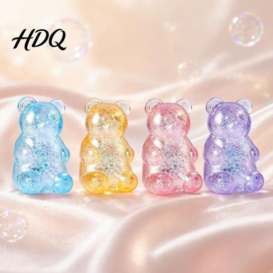 Stress Relief Gadget Mini Clear Bear Squeeze Toy, Sitting Sensory Desk Toy Soft Stretchy Sugar Ball Fidget Party Favors Kids