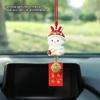 Cute Lucky Rabbit Car Pendant Amulet Blessing Rearview Mirror Hanging Alloy Key Bag Car Ornament Decor Couple Gift Xmas New Year